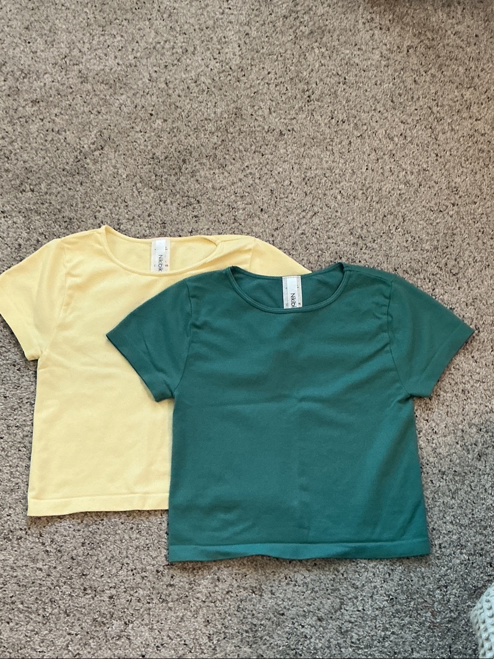 New Nikibiki Bundle of 2 Seamless Short Sleeve Tees ~ Yellow and Teal